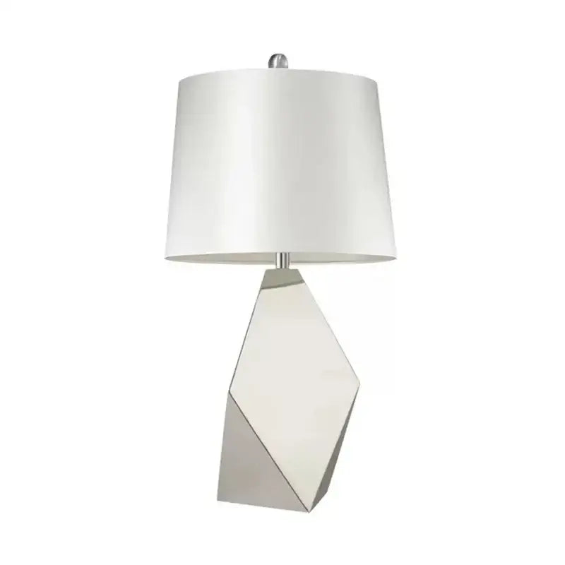 Gold Geometric Table Lamp With Pink Shade
