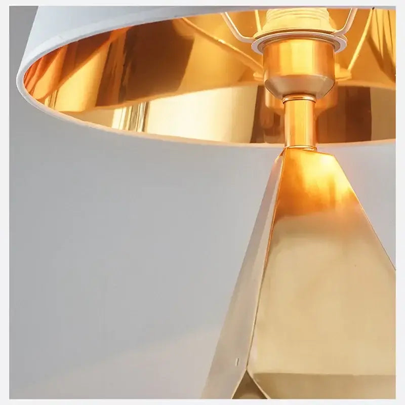 Gold Geometric Table Lamp With Pink Shade