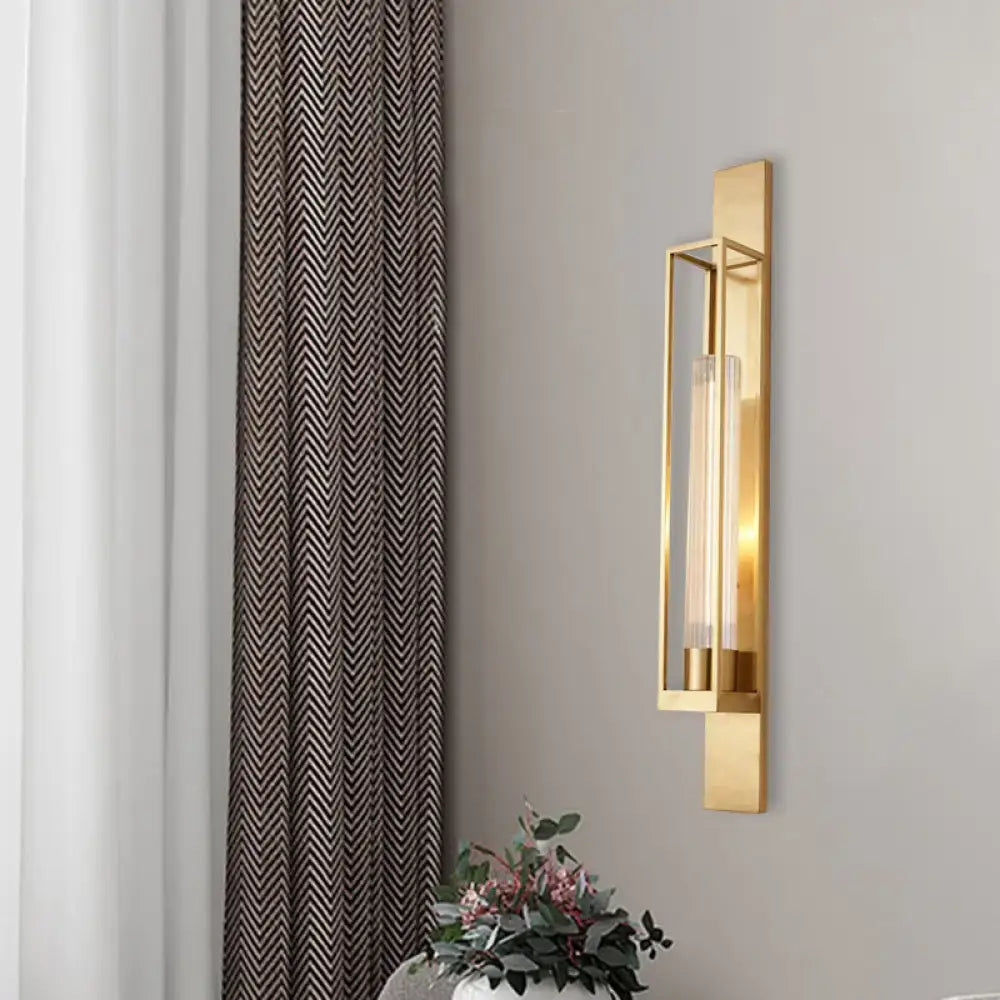Gold Ribbed Wall Lamp