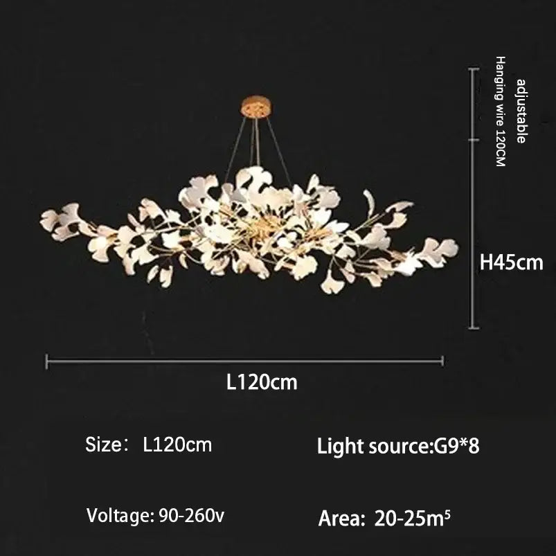 Gold Ginkgo LED Chandelier Nordic Style