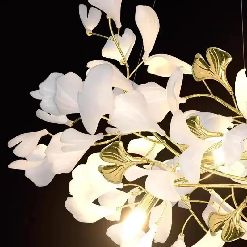 Gold Ginkgo LED Chandelier Nordic Style