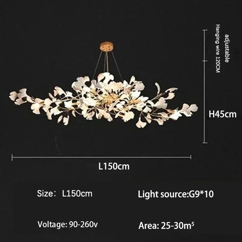Gold Ginkgo LED Chandelier Nordic Style