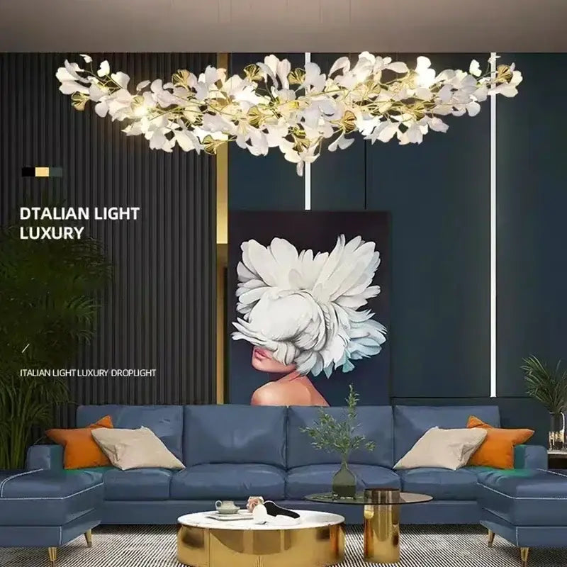 Gold Ginkgo LED Chandelier Nordic Style