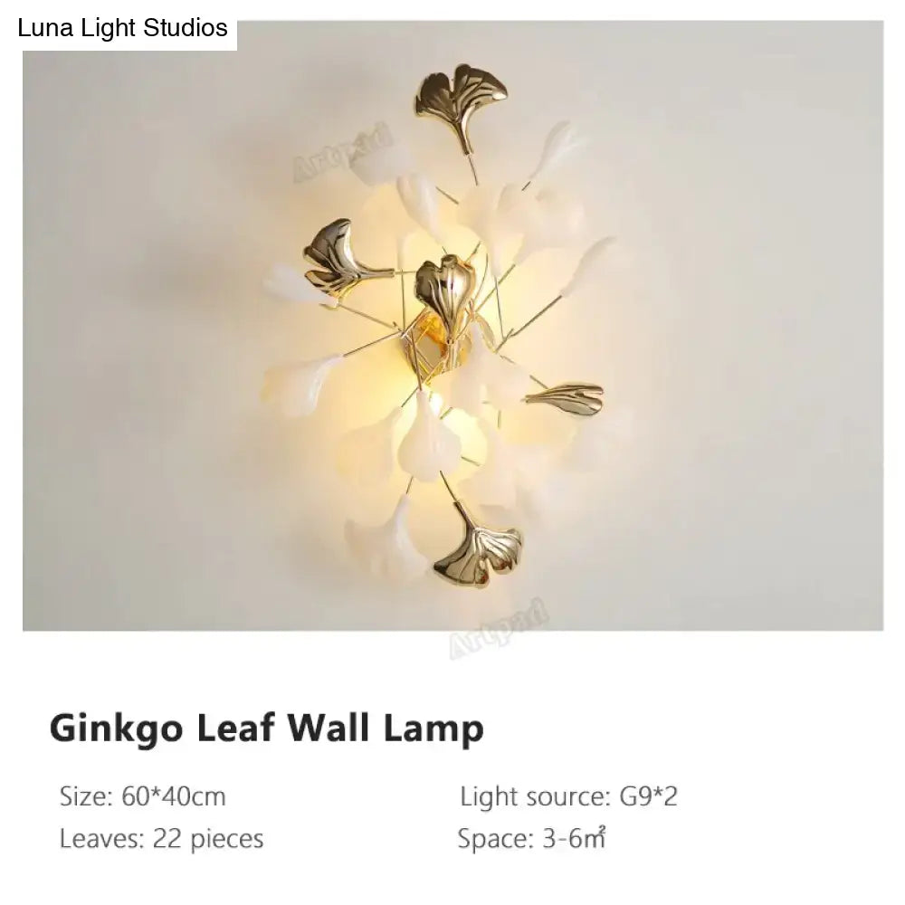 Gold Ginkgo Porcelain Sconce