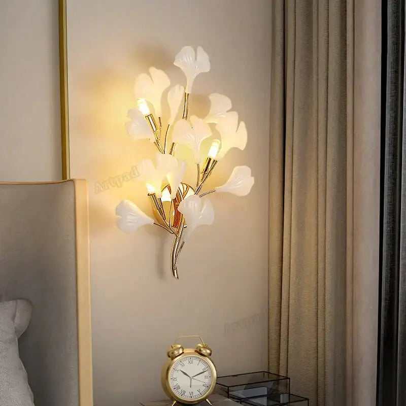 Gold Ginkgo Porcelain Sconce