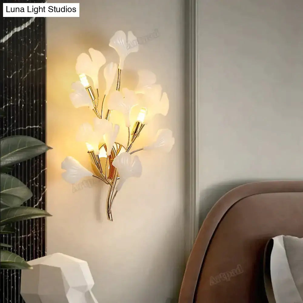 Gold Ginkgo Porcelain Sconce