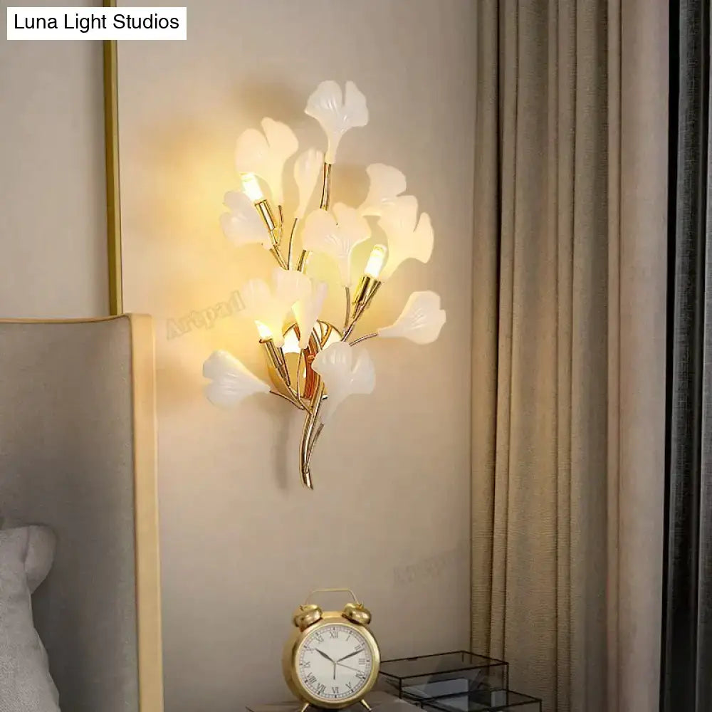 Gold Ginkgo Porcelain Sconce