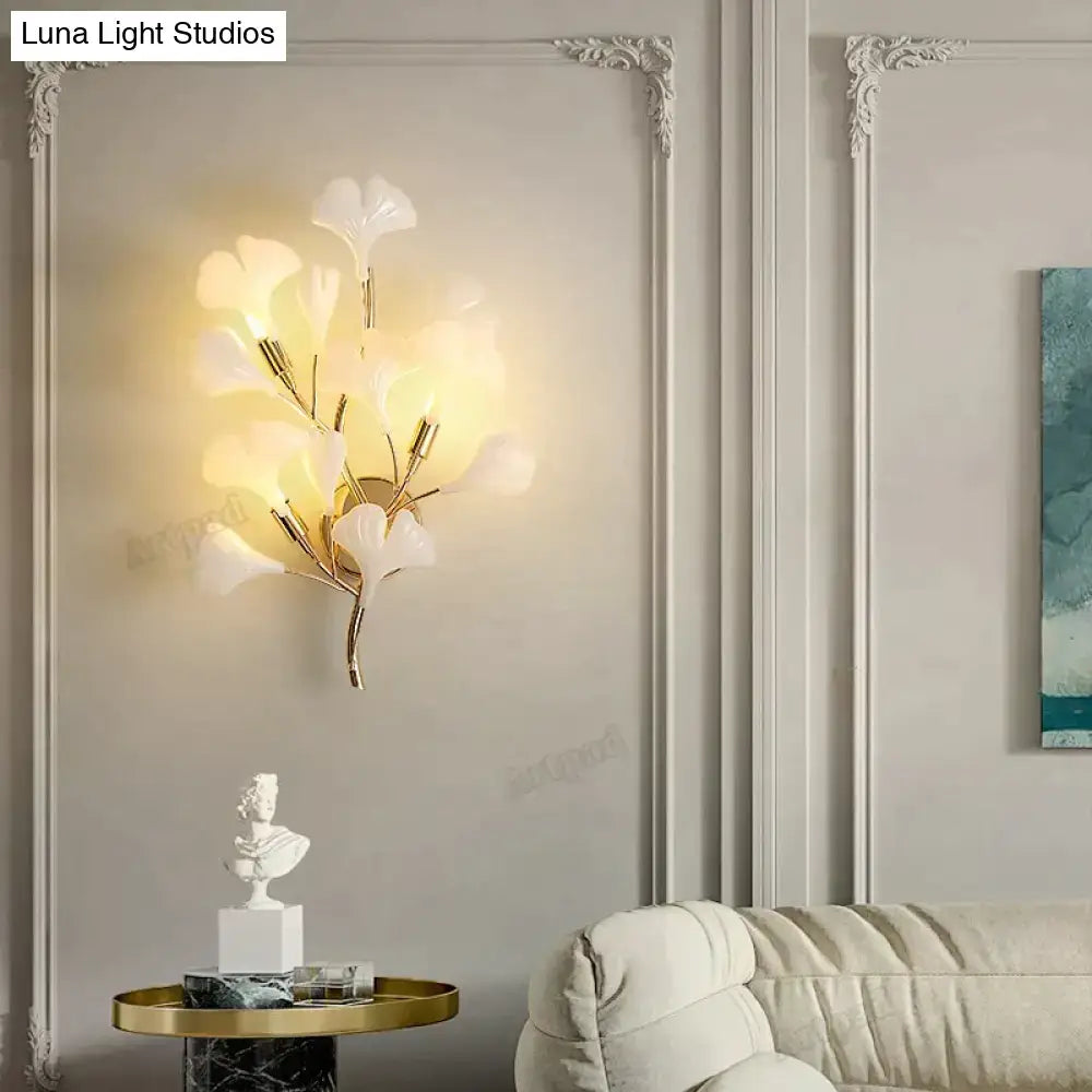Gold Ginkgo Porcelain Sconce