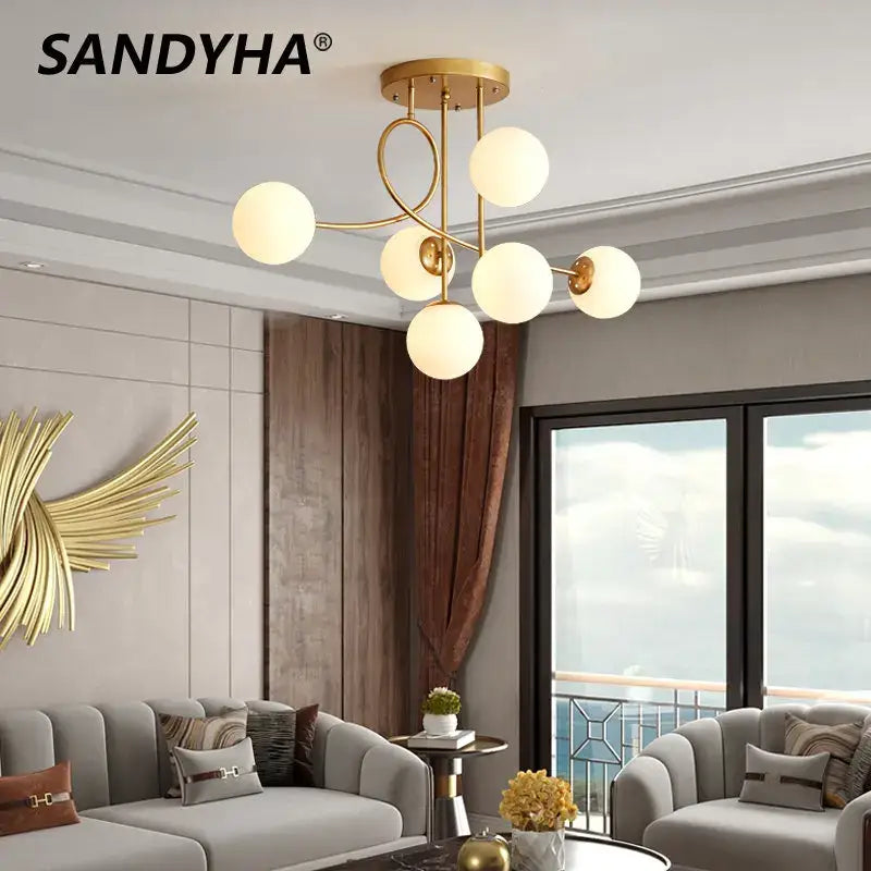 Gold Glass LED Ceiling Chandelier