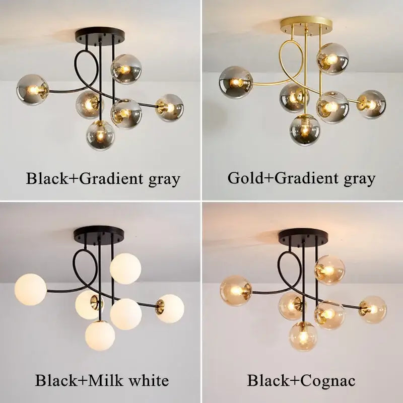 Gold Glass LED Ceiling Chandelier