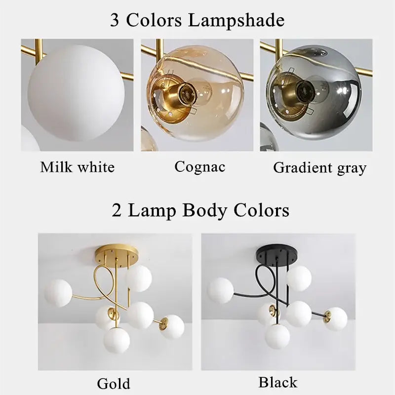 Gold Glass LED Ceiling Chandelier