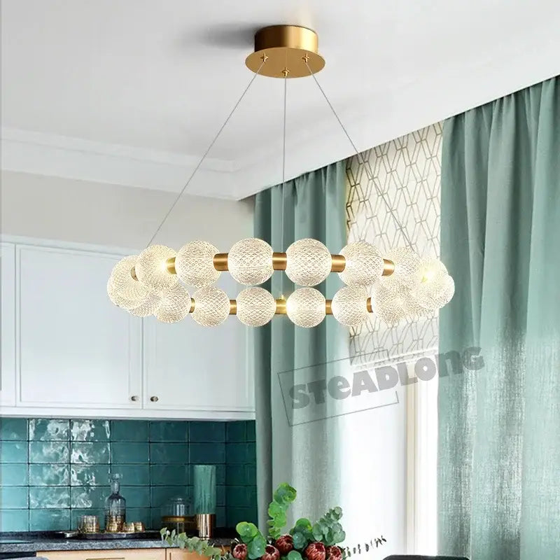 Gold Glass LED Ceiling Chandelier Customizable