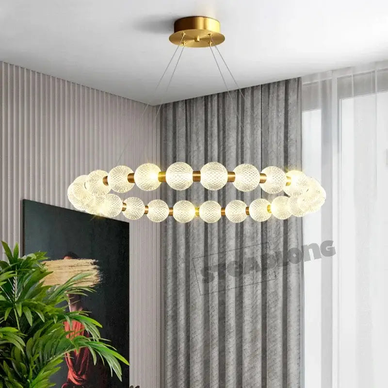 Gold Glass LED Ceiling Chandelier Customizable