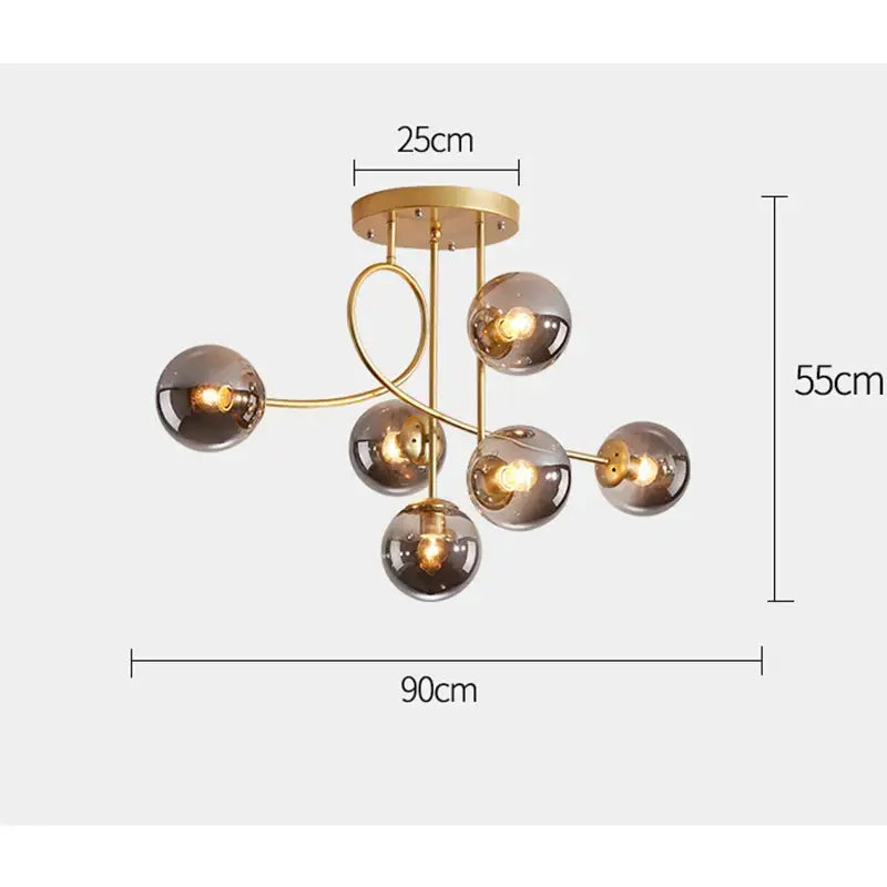 Gold Glass LED Ceiling Chandelier