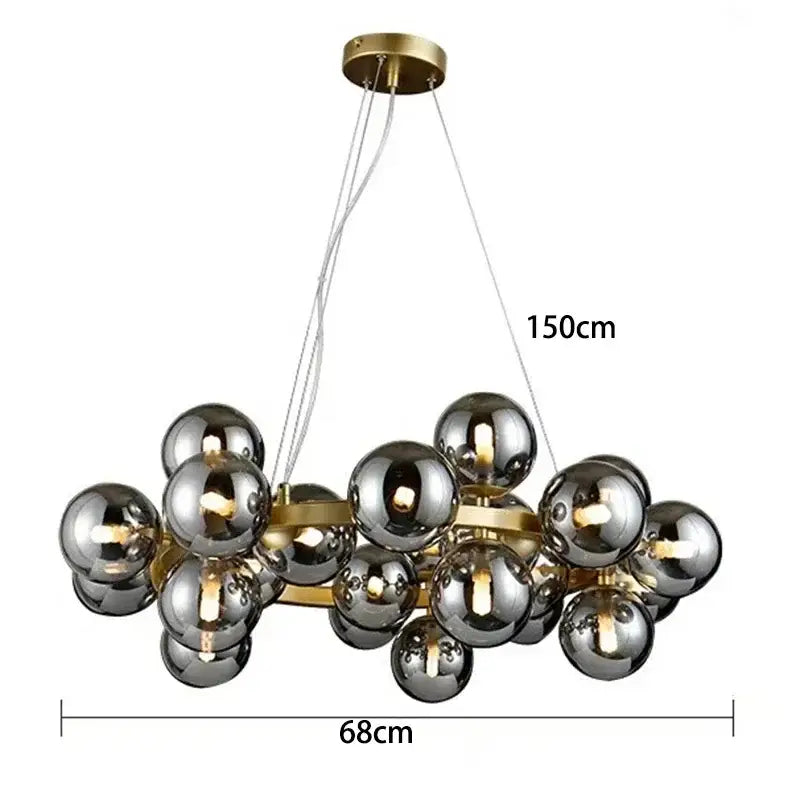 Gold Glass Ball 25-Head Chandelier