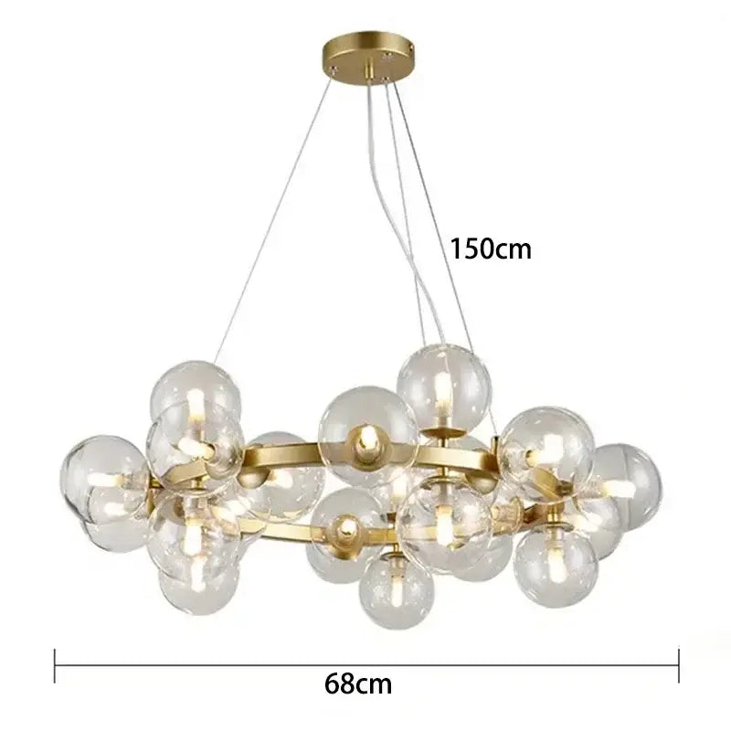 Gold Glass Ball 25-Head Chandelier
