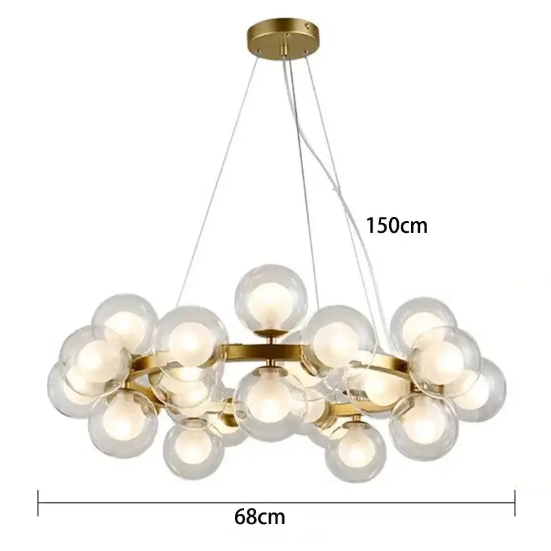 Gold Glass Ball 25-Head Chandelier