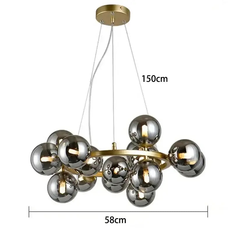 Gold Glass Ball 25-Head Chandelier