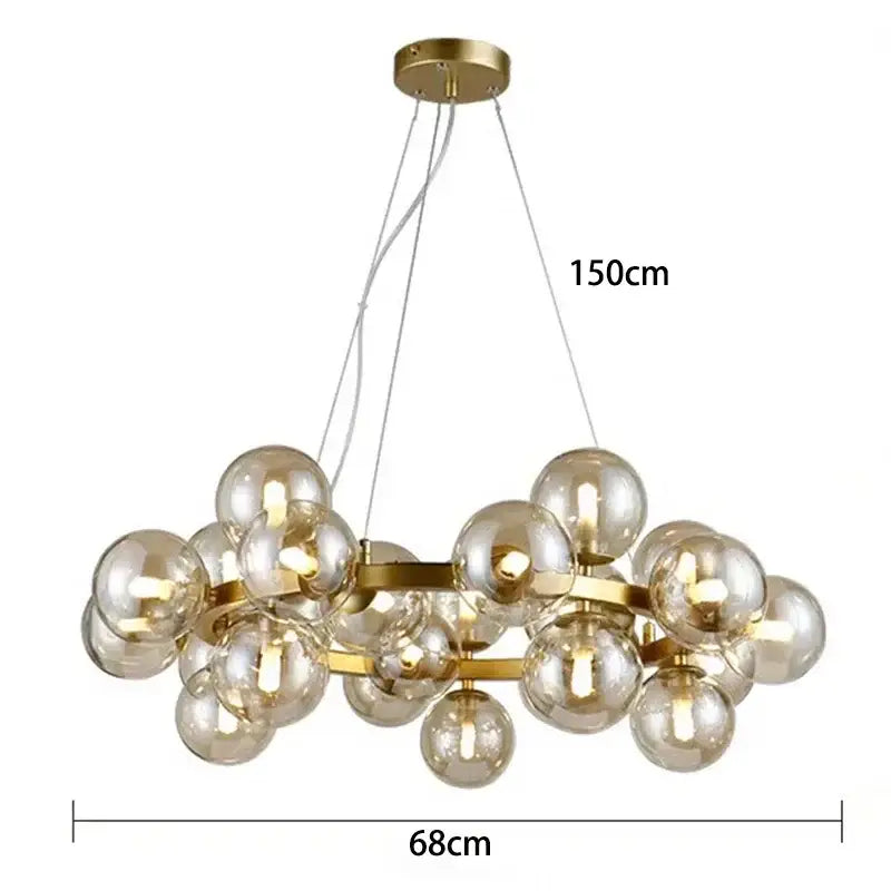 Gold Glass Ball 25-Head Chandelier