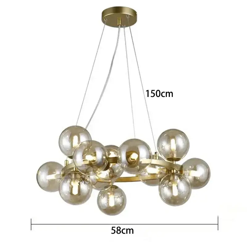Gold Glass Ball 25-Head Chandelier