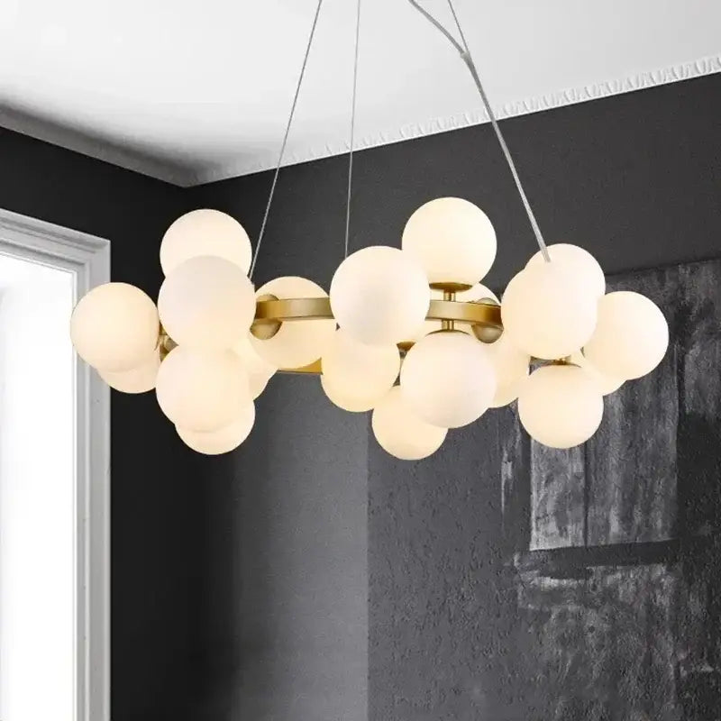 Gold Glass Ball 25-Head Chandelier
