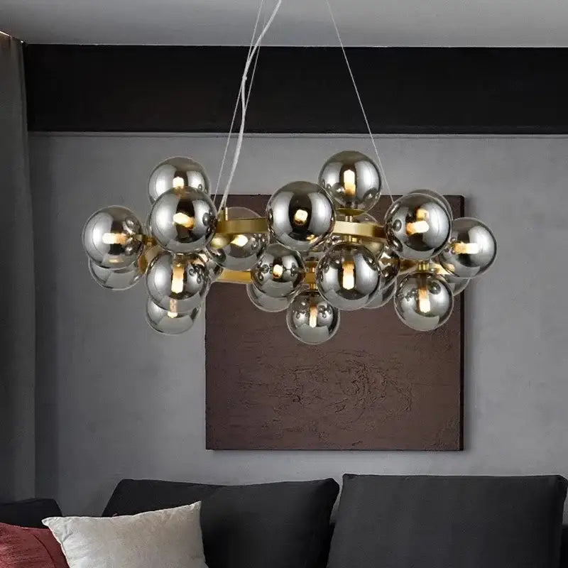 Gold Glass Ball 25-Head Chandelier