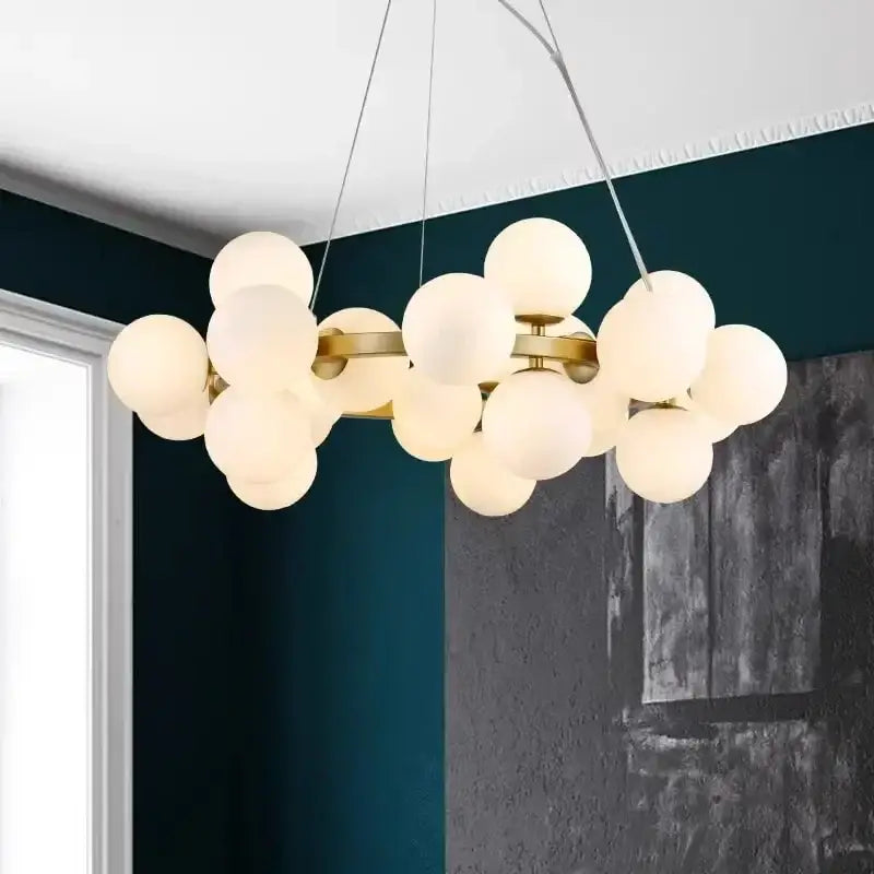 Gold Glass Ball 25-Head Chandelier