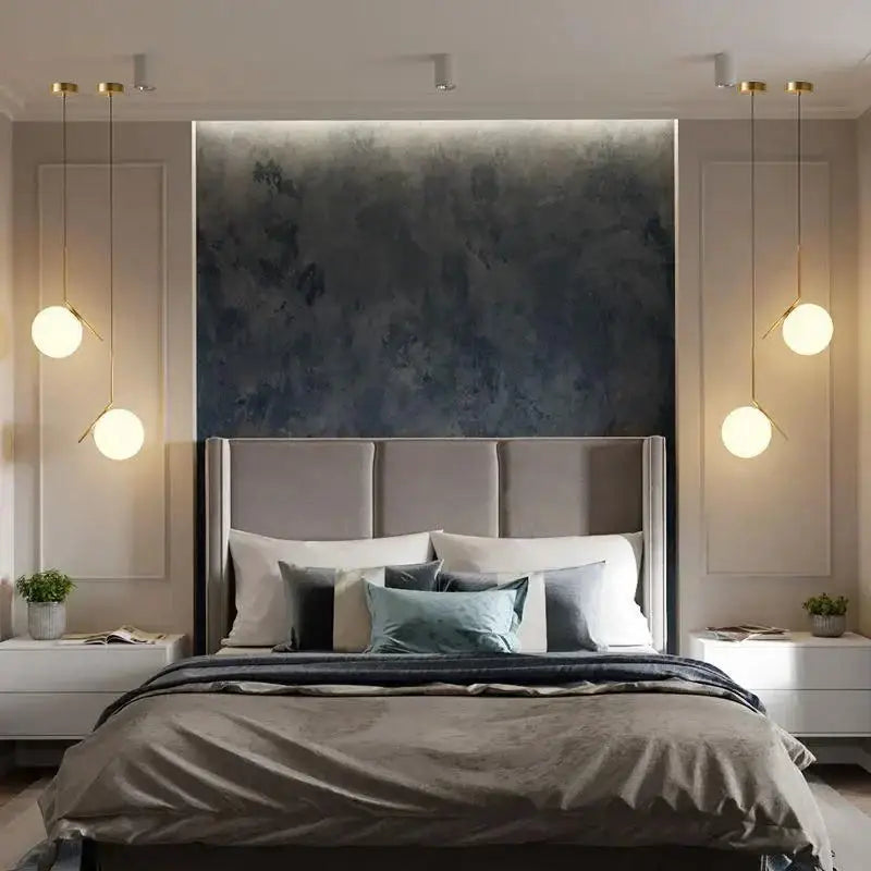Gold Nordic Pendant Light with Glass Ball Shade