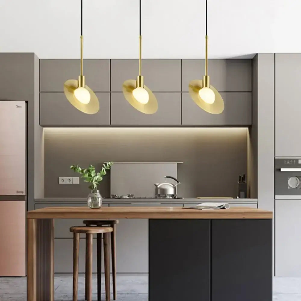 Gold Moon Pendant Light with Adjustable Length