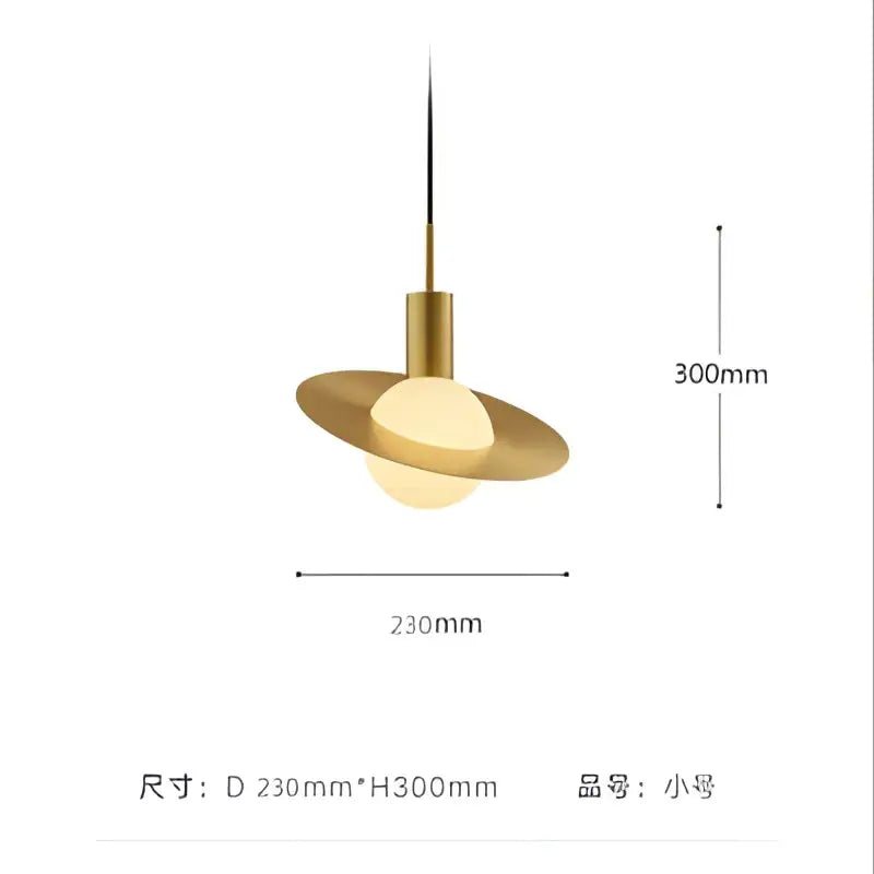 Gold Moon Pendant Light with Adjustable Length