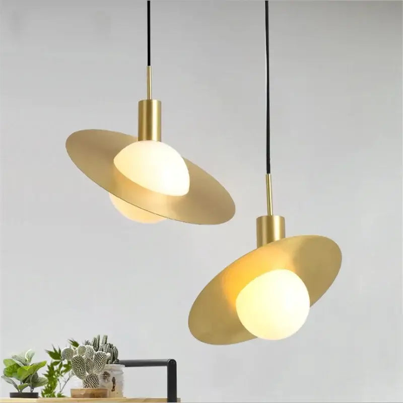 Gold Moon Pendant Light with Adjustable Length