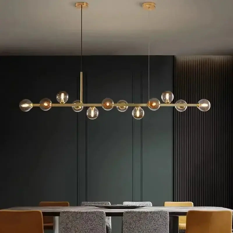 Amber Glass Dining Chandelier
