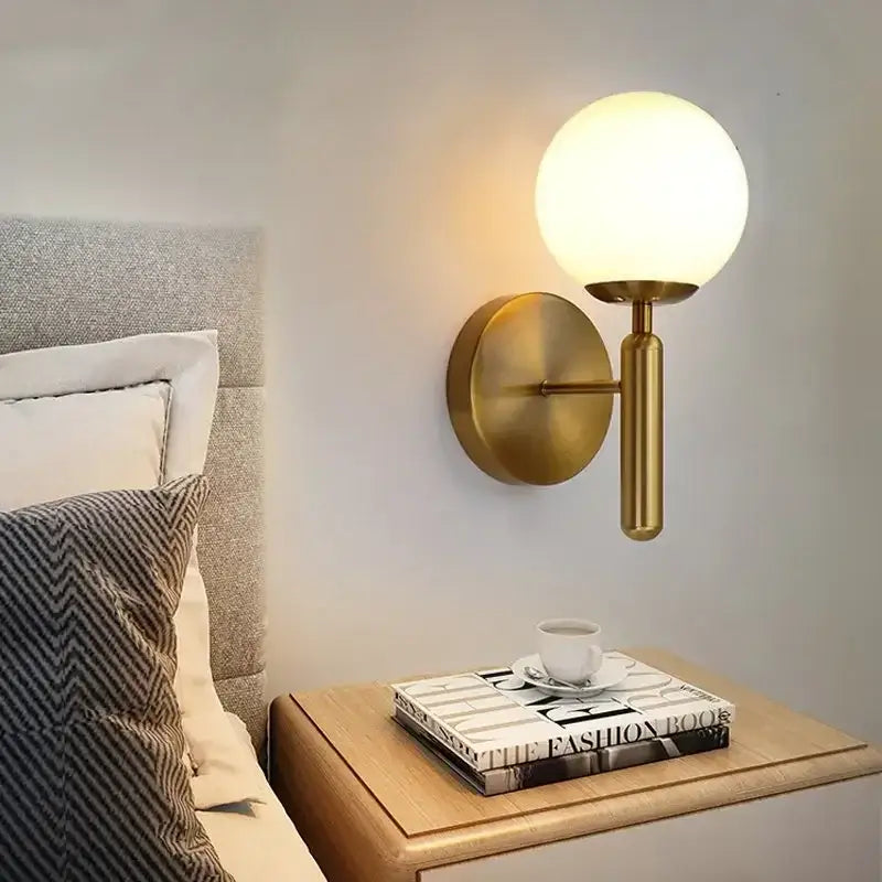 Gold Glass Bedroom Wall Lamp