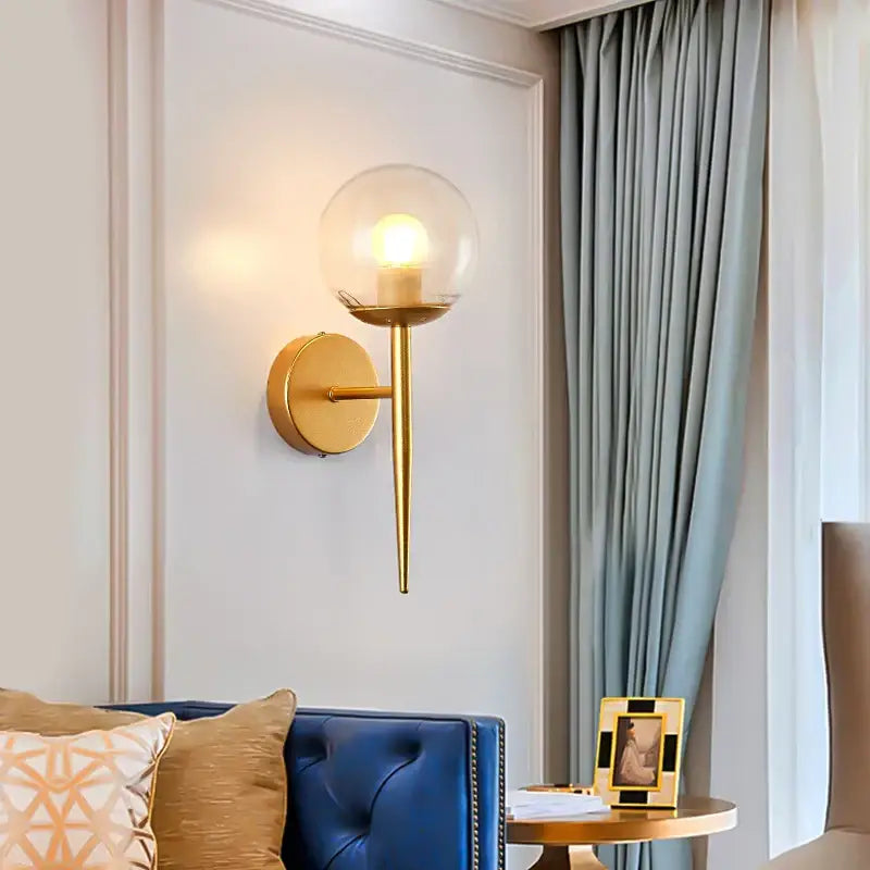 Gold Glass Ball Bedroom Sconce
