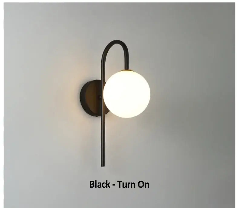Gold Black Frosted Glass Living Room Wall Sconce