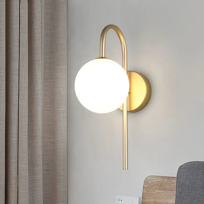 Gold Black Frosted Glass Living Room Wall Sconce