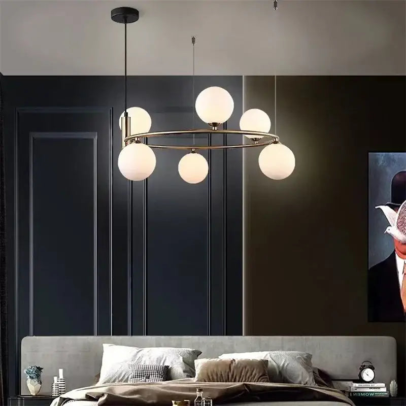 Gold Glass Ball Dining Area Chandelier