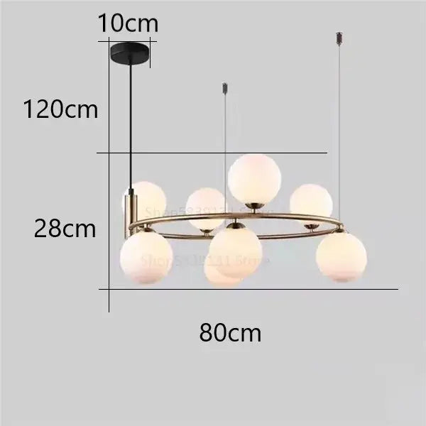 Gold Glass Ball Dining Area Chandelier