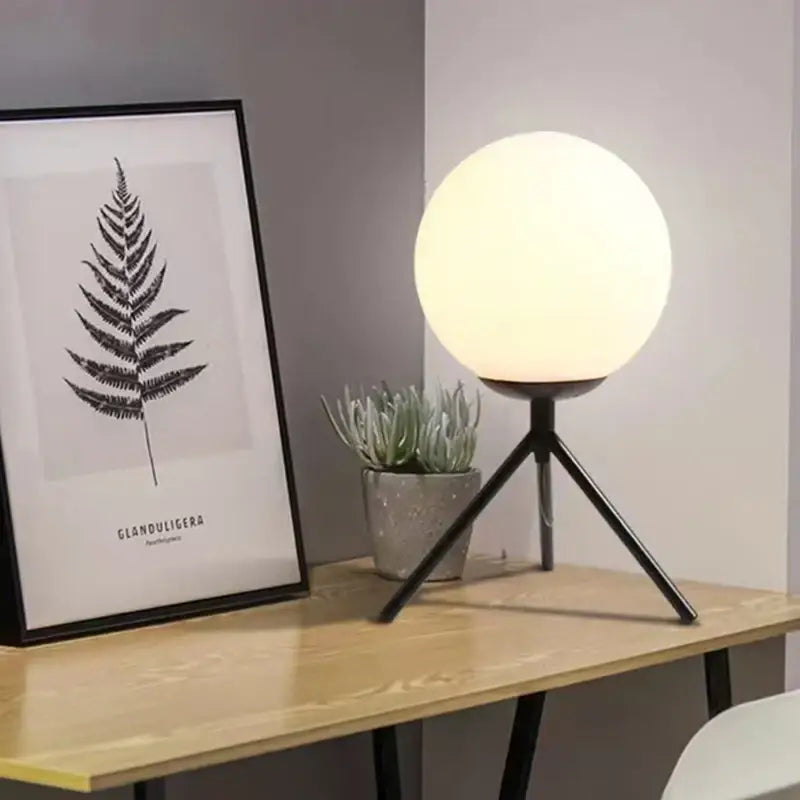 Brass Frosted Globe Lamp