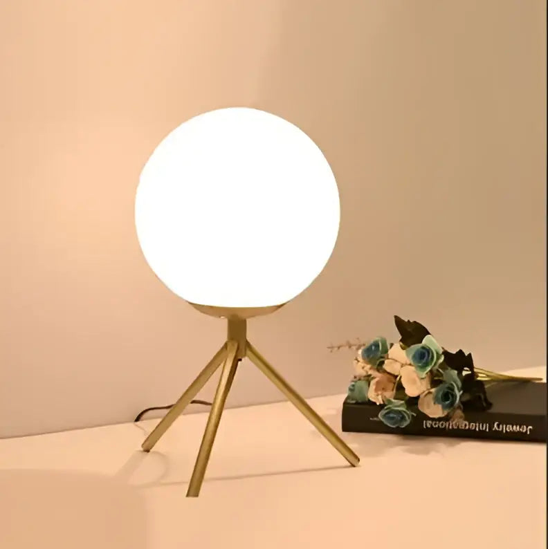 Brass Frosted Globe Lamp