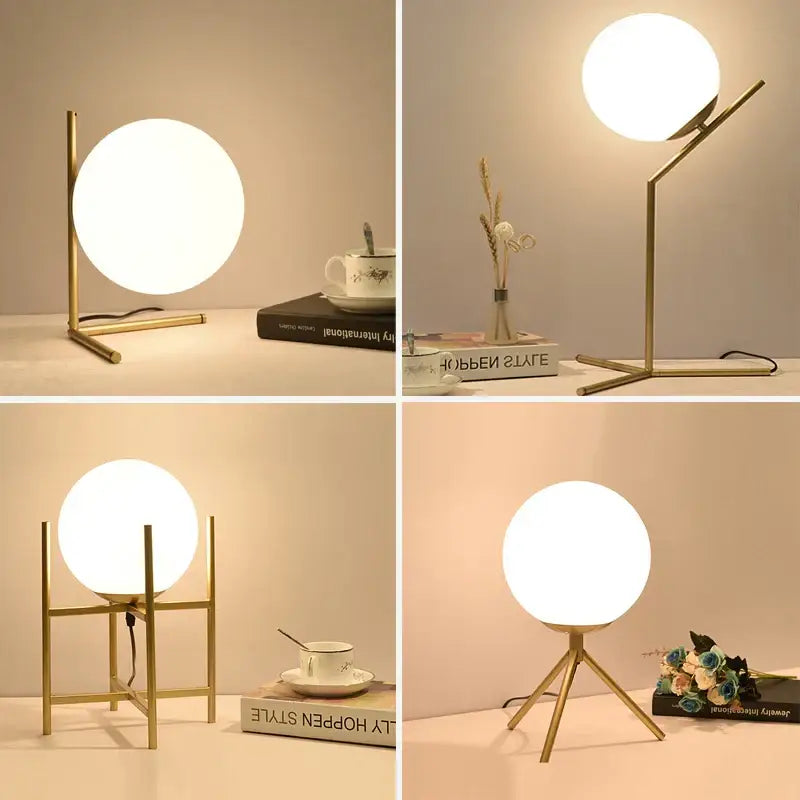 Brass Frosted Globe Lamp