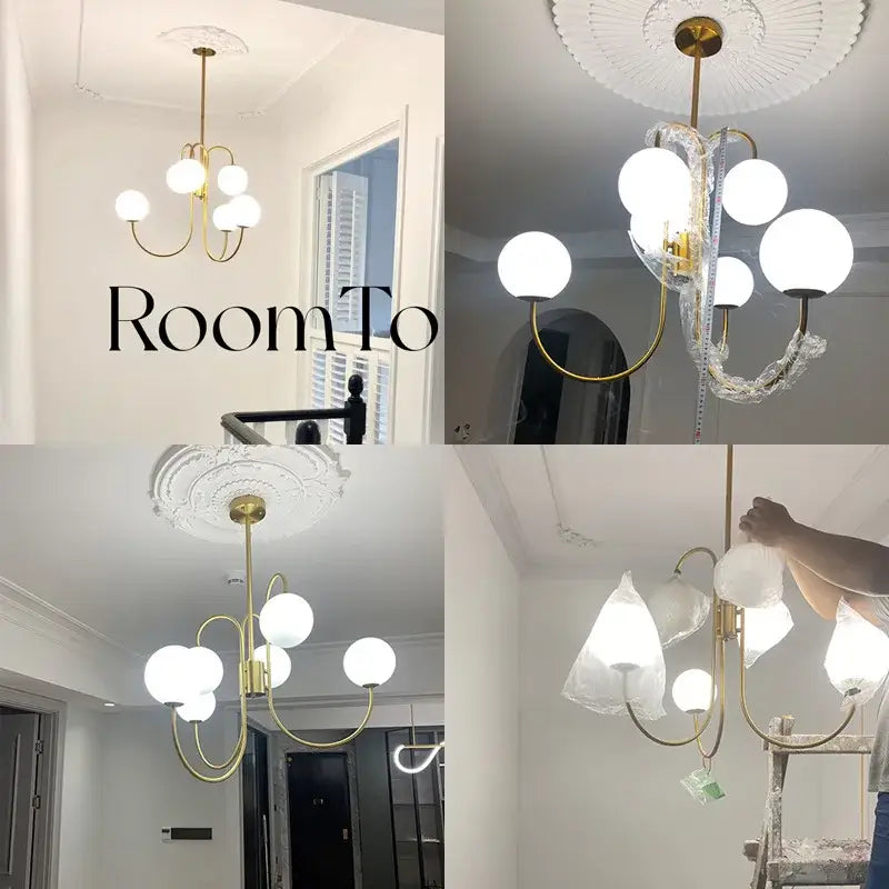 Gold Glass Balls Chandelier