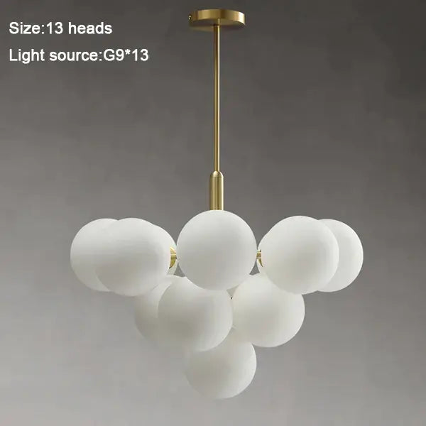 Gold Glass Globe Chandelier with 13 Glass Heads