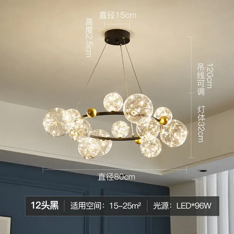 Gold Bubble LED Chandelier with Multiple Bubbles