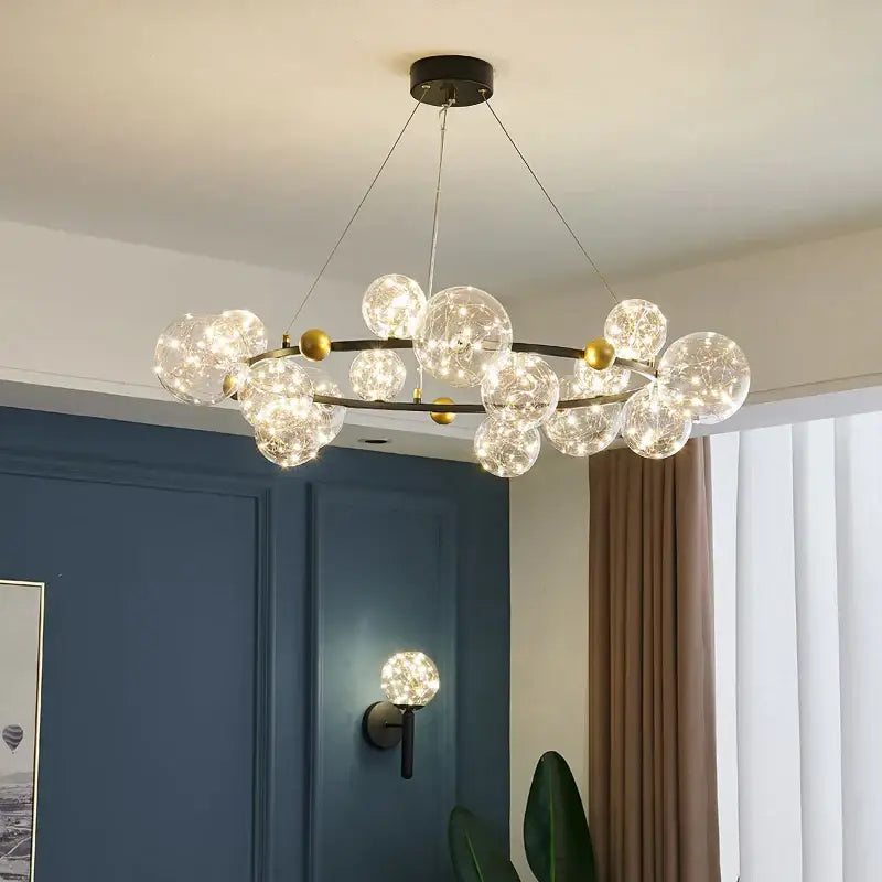 Gold Bubble LED Chandelier with Multiple Bubbles