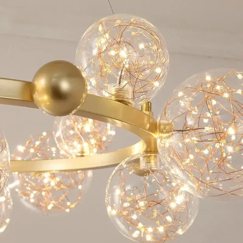 Gold Bubble LED Chandelier with Multiple Bubbles