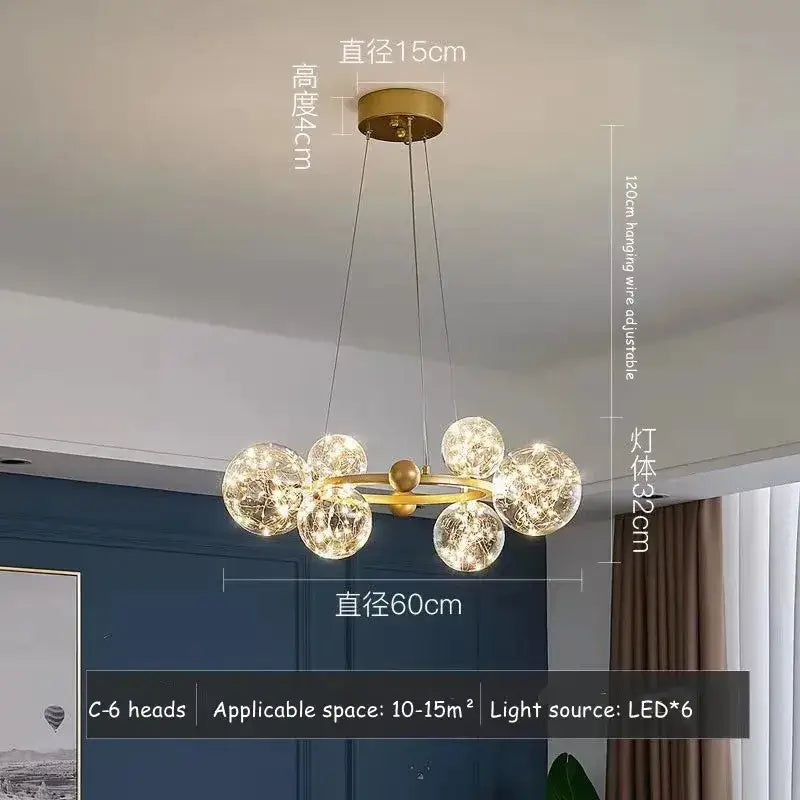 Gold Bubble LED Chandelier with Multiple Bubbles
