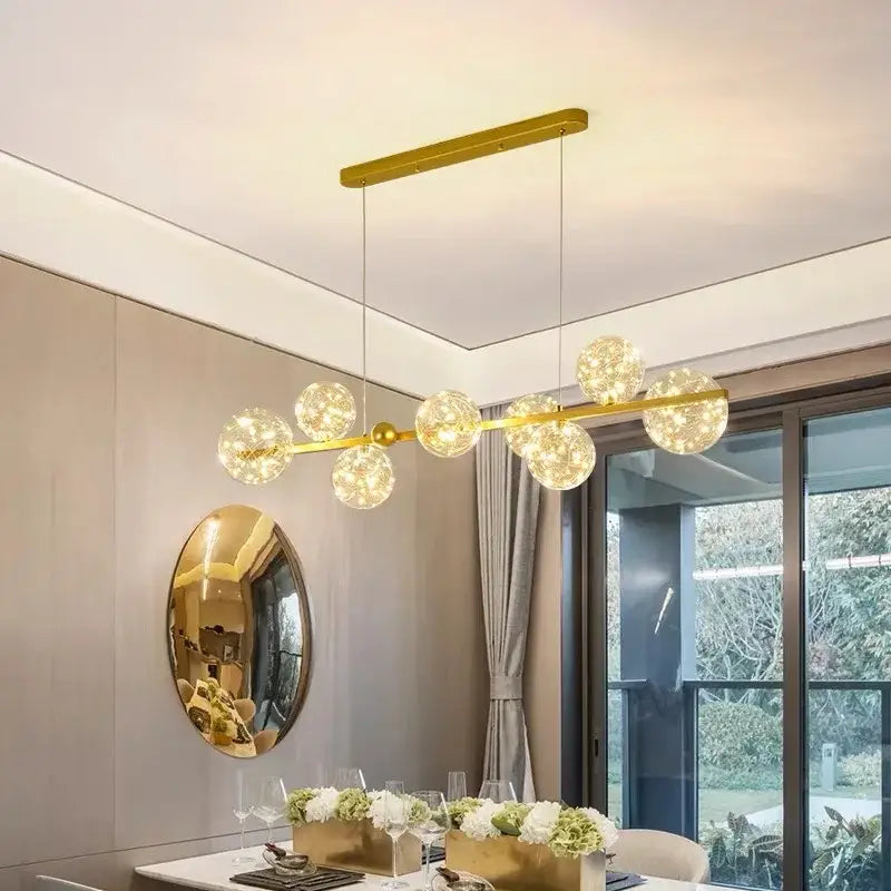 Gold Bubble LED Chandelier with Multiple Bubbles