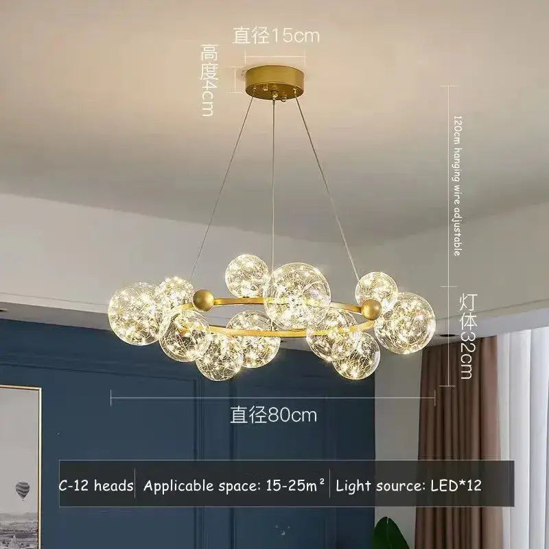 Gold Bubble LED Chandelier with Multiple Bubbles