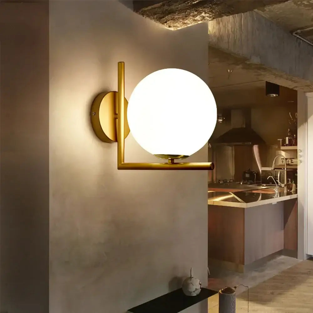Gold Glass Globe Wall Lamp